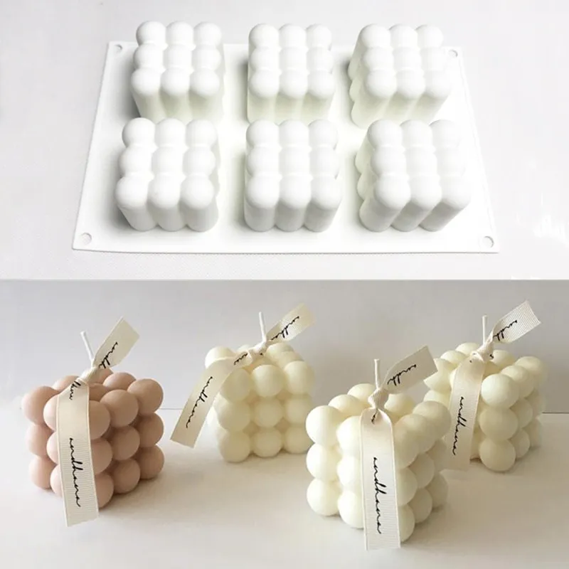 L144 6 даже кубической формы силиконовые формы DIY подсвечник, мыло, мусс, глина, сухой Pez плесень ювелирные украшения плесень - Цвет: L144