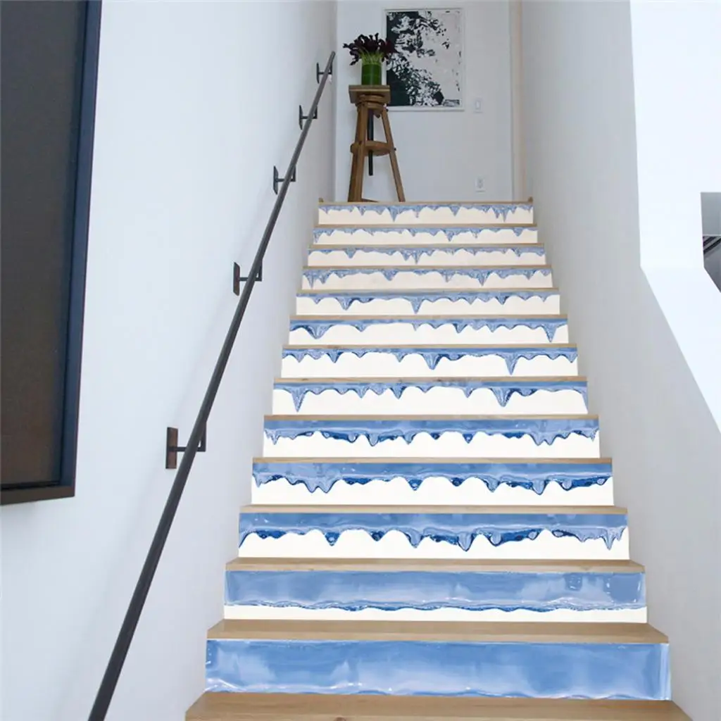 8 13Pcs Self-adhesive Stairs Tile Risers Mural Vinyl Decal Wall Paper Stickers Decor Decals for Home Hotel Cafe Ornament-18x100cm - Color: 8