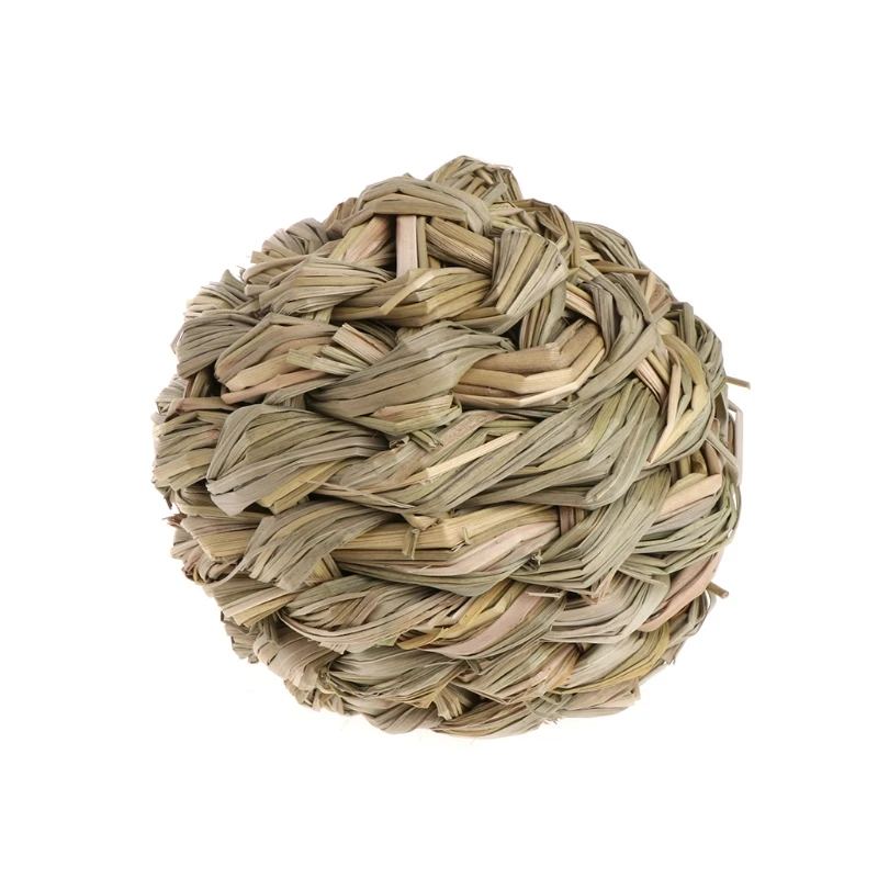 Pet Chew Toys Hamster Rabbit Guinea Pig Natural Grass Straw Woven Ball With Bell