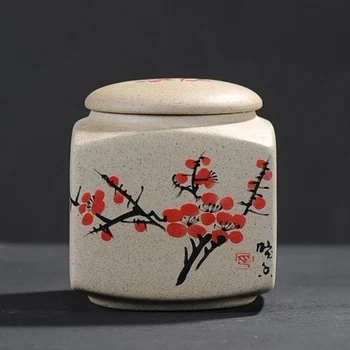 

New Tea Cake Jar Tea Jar Coarse Pottery Jar Ceramic Cans Seal Cans Laminated Tank Been Nuts Tank Spices Storage Tank Bean Cans