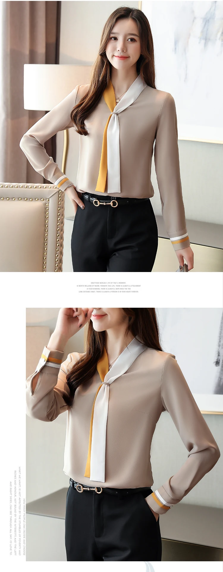 Plus size OL office Women Tops and Blouse Vintage Long Sleeve Chiffon Tops Blusas Mujer De Moda 2019 Elegant Autumn blouses