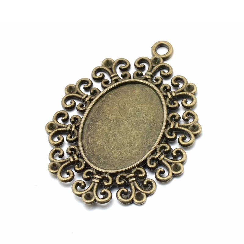 

10pcs/lot Blank Cabochon Tray Base Fit 18X25mm Oval Glass DIY Necklace Accessories Pendant for Women Jewelry Making Findings