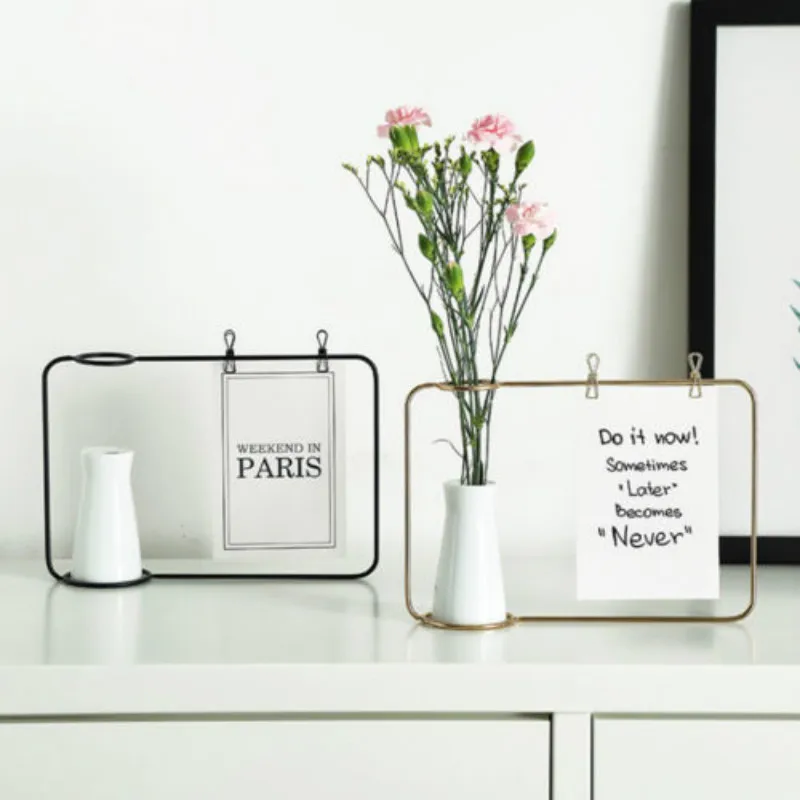 Креативная железная линия цветочный горшок подставка для вазы открытка Клип держатель домашний декор