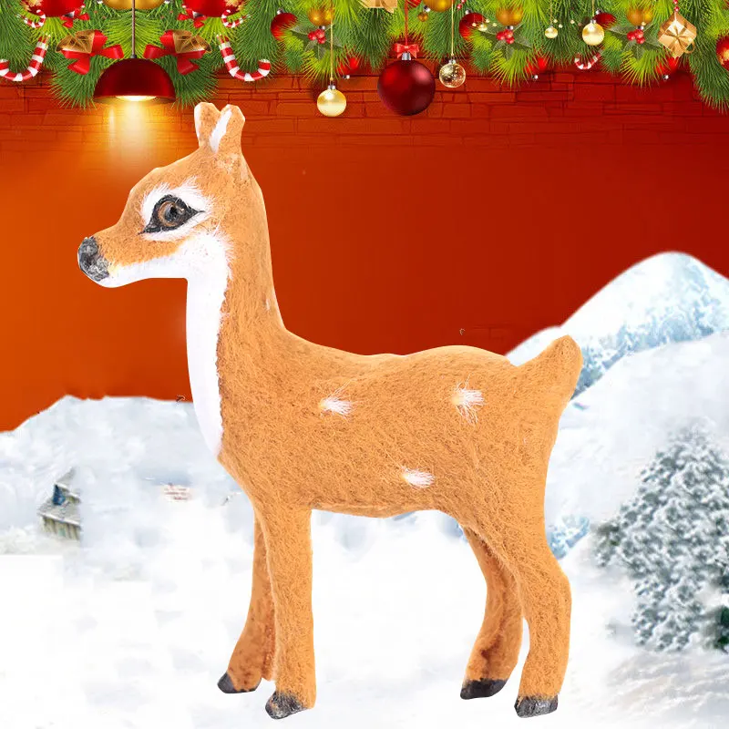 

Christmas Reindeer Xmas Elk Simulation ELK Deer Mini Emulation 8*9cm Plush Plastic Display Window Party Decor Desktop Shop Doll