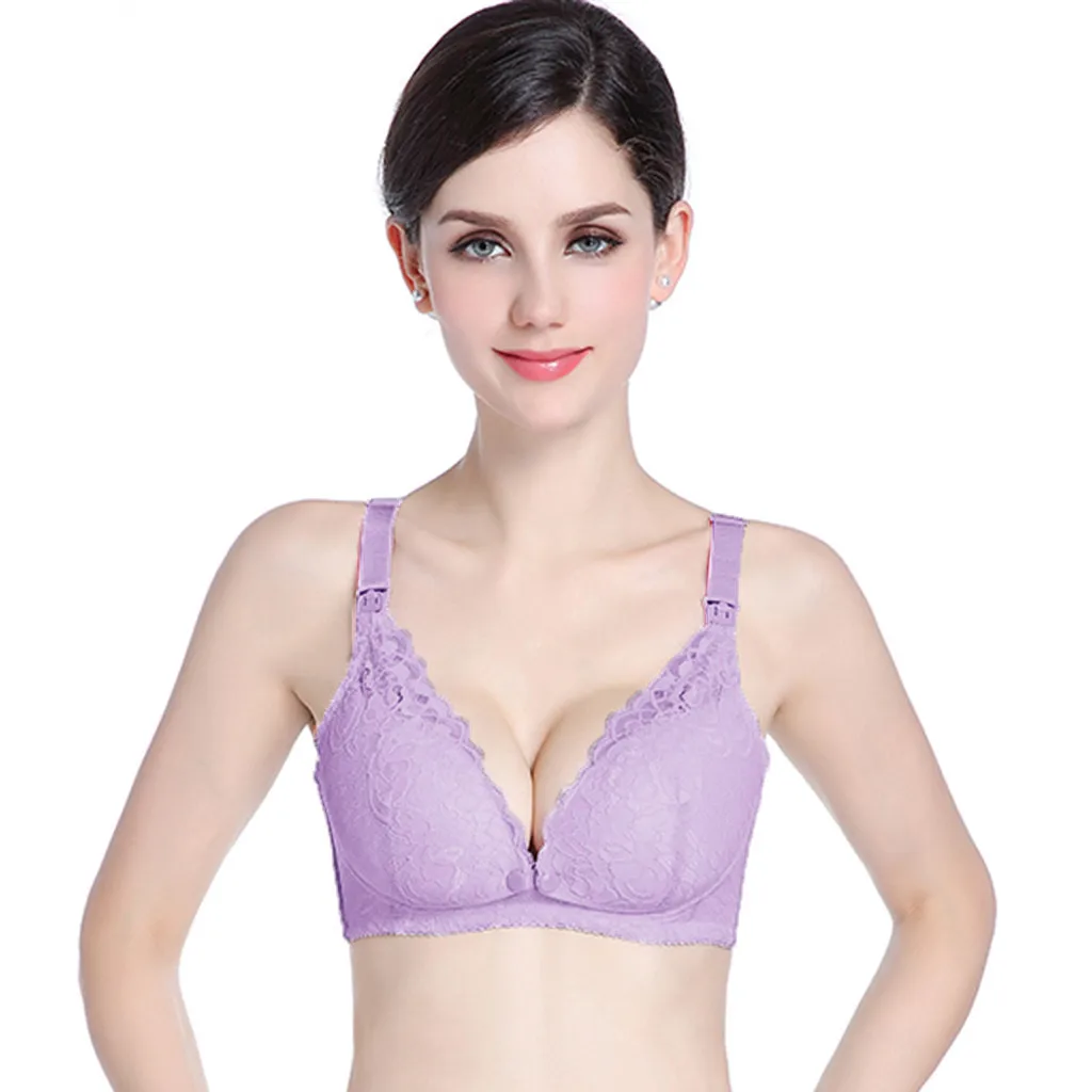 Purple КОМФОРТНОЕ МАТЕРИНСТВО интимное Кормление кормящих женщин однотонный бюстгальтер нижнее белье для кормления 827 - Цвет: Purple