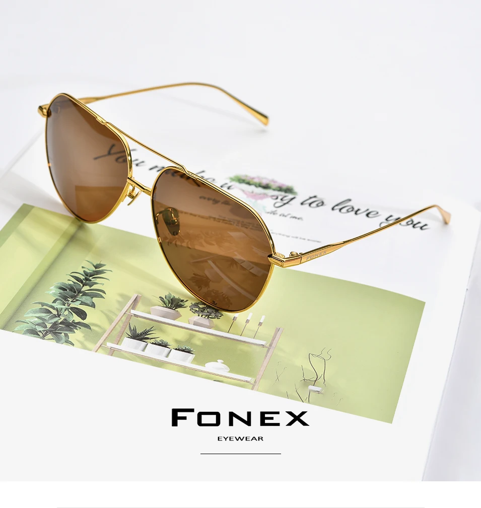 FONEX мужские солнцезащитные очки из чистого титана, фирменный дизайн ...