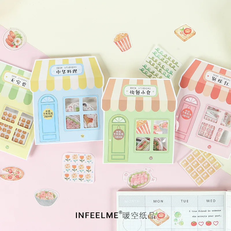 40 шт./упак. Kawaii стикер для канцелярских товаров Set Yummy Ресторан милые наклейки