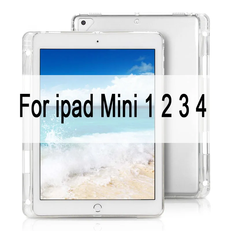 Чехол для iPad 10,2 MiNi 2 3 4 5 прозрачный мягкий ТПУ с держателем для ручки чехол для iPad 9," Pro 10,5 Air 3 2 1 задняя крышка - Цвет: For  Mini 1 2 3 4