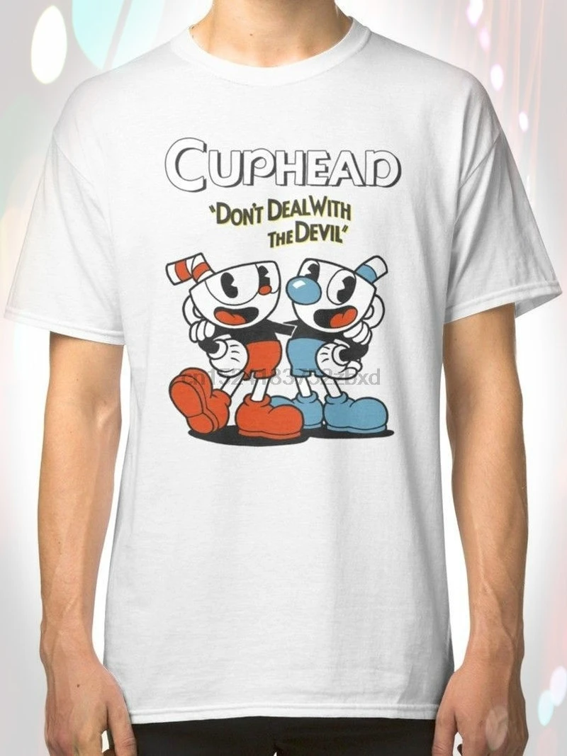Летняя мужская одежда 1Cuphead Bros футболки модные летние мужские короткие с принтом