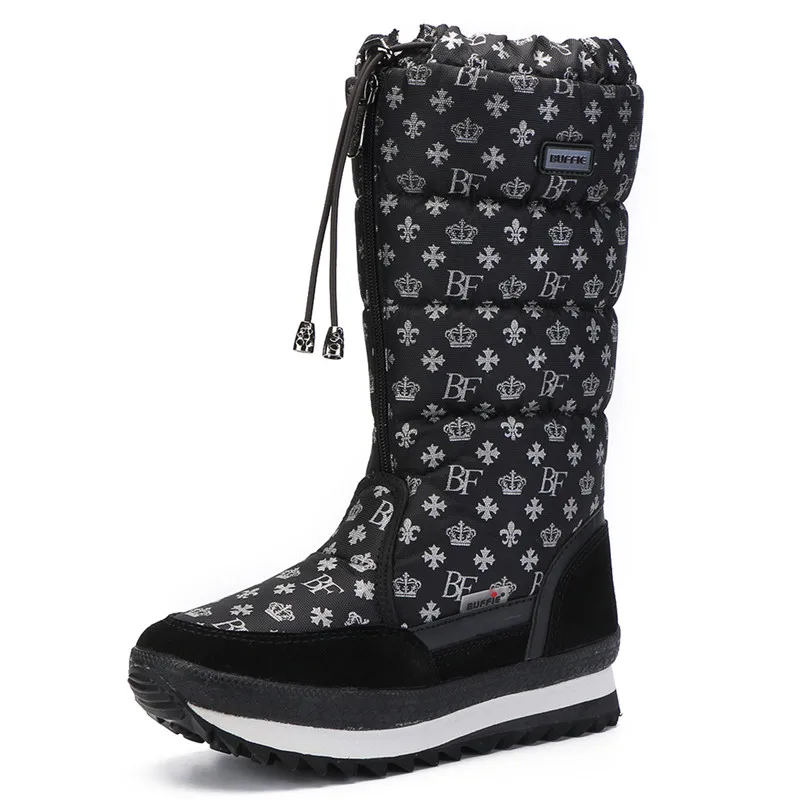 0768 Black Женские зимние ботинки; коллекция года; зимние ботинки на платформе; толстая плюшевая теплая Нескользящая Водонепроницаемая зимняя обувь; Размеры 35-42 - Цвет: 0768 Black