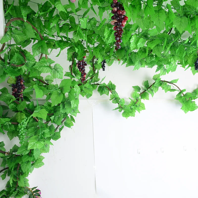 

2M Hang Decor Flower Artificial Ivy Green Leaf Garland Plants Vine Fake Foliage Flowers Home Decor Plastic Flower Rattan String
