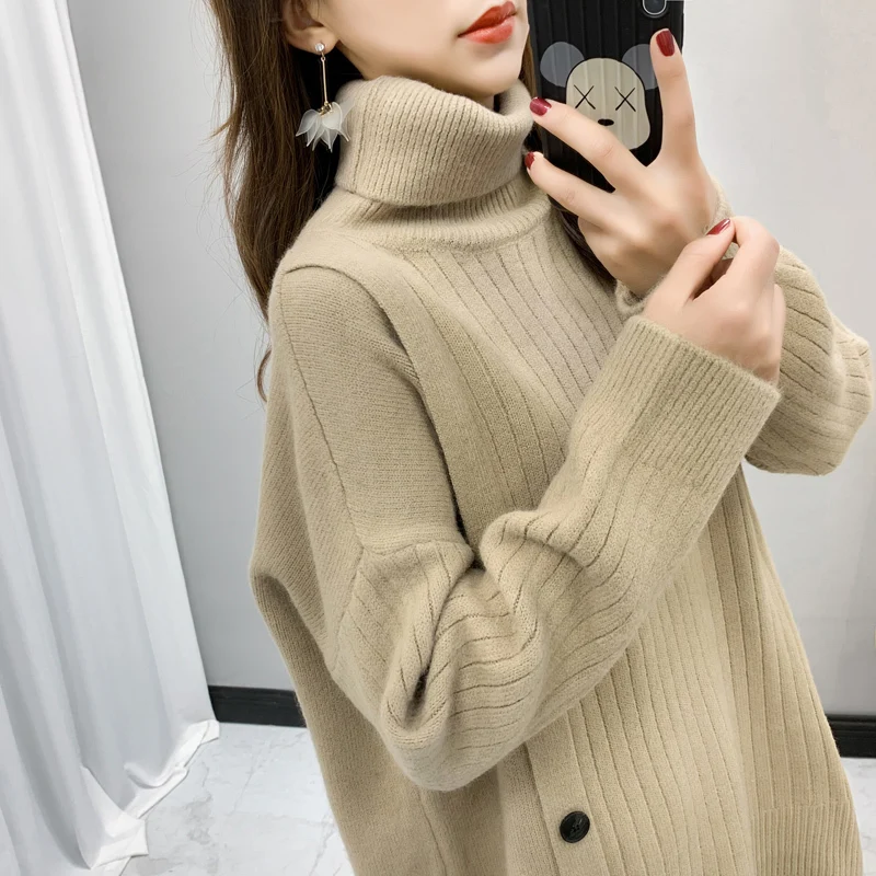 SuperAen, модные пуловеры, свитер для женщин, дикие, повседневные, одноцветные, новинка, осень и зима, корейский стиль, водолазка, топы для женщин