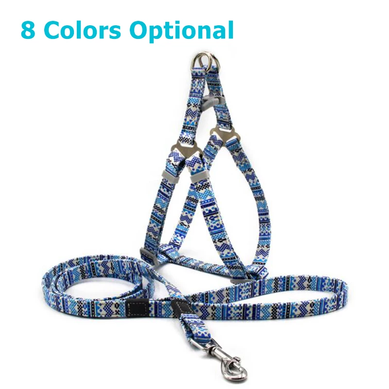 

Bohemian Style Dog Cat Nylon Harness And Leash Set Canvas Print Adjustable Harnesses for Dogs Walking Runing Chest Pet Accessory