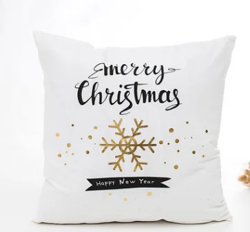 D Золотой принт Снежинка звезда Merry Christmas чехол для подушки рождественские украшения олень украшения с изображением Санты подарок Рождество Счастливый год - Цвет: D
