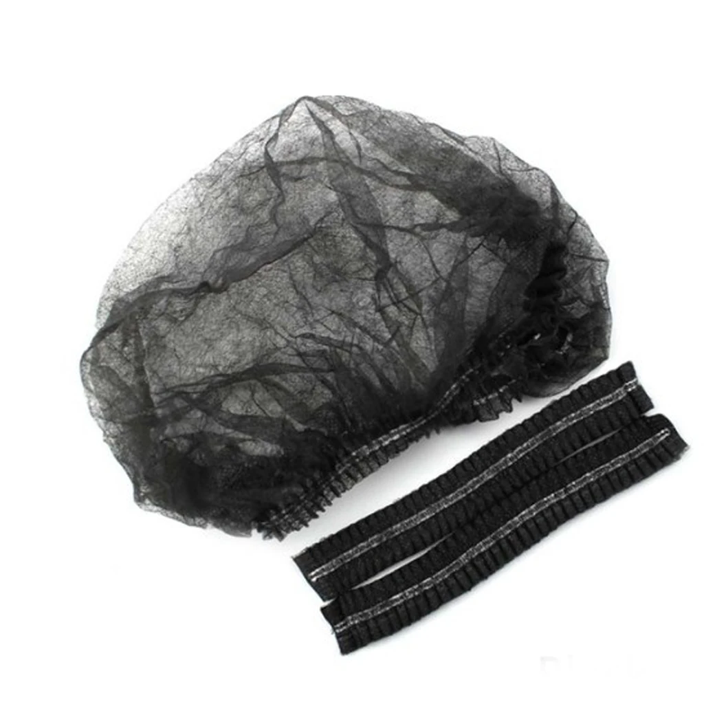 100x Disposable Mob Cap Non Woven Anti Dust Hat Head Cover Food Catering Kitchen