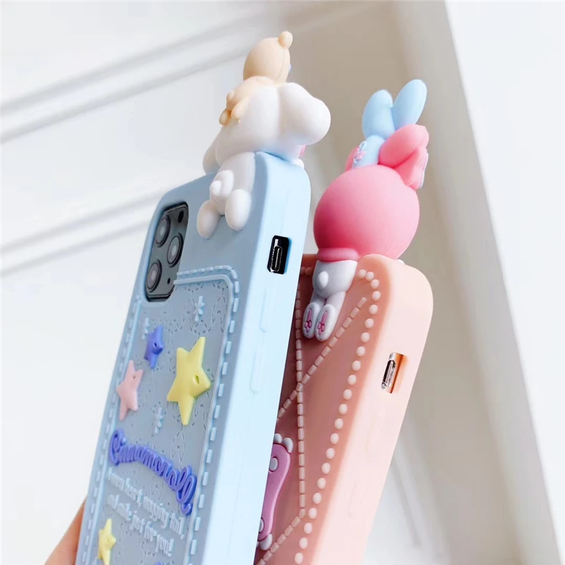 Японский чехол с милым котом My Melody для iphone 11 Pro X XR XS MAX 7 8 6s plus 3D кукла Cinnamoroll мягкий силиконовый шнурок