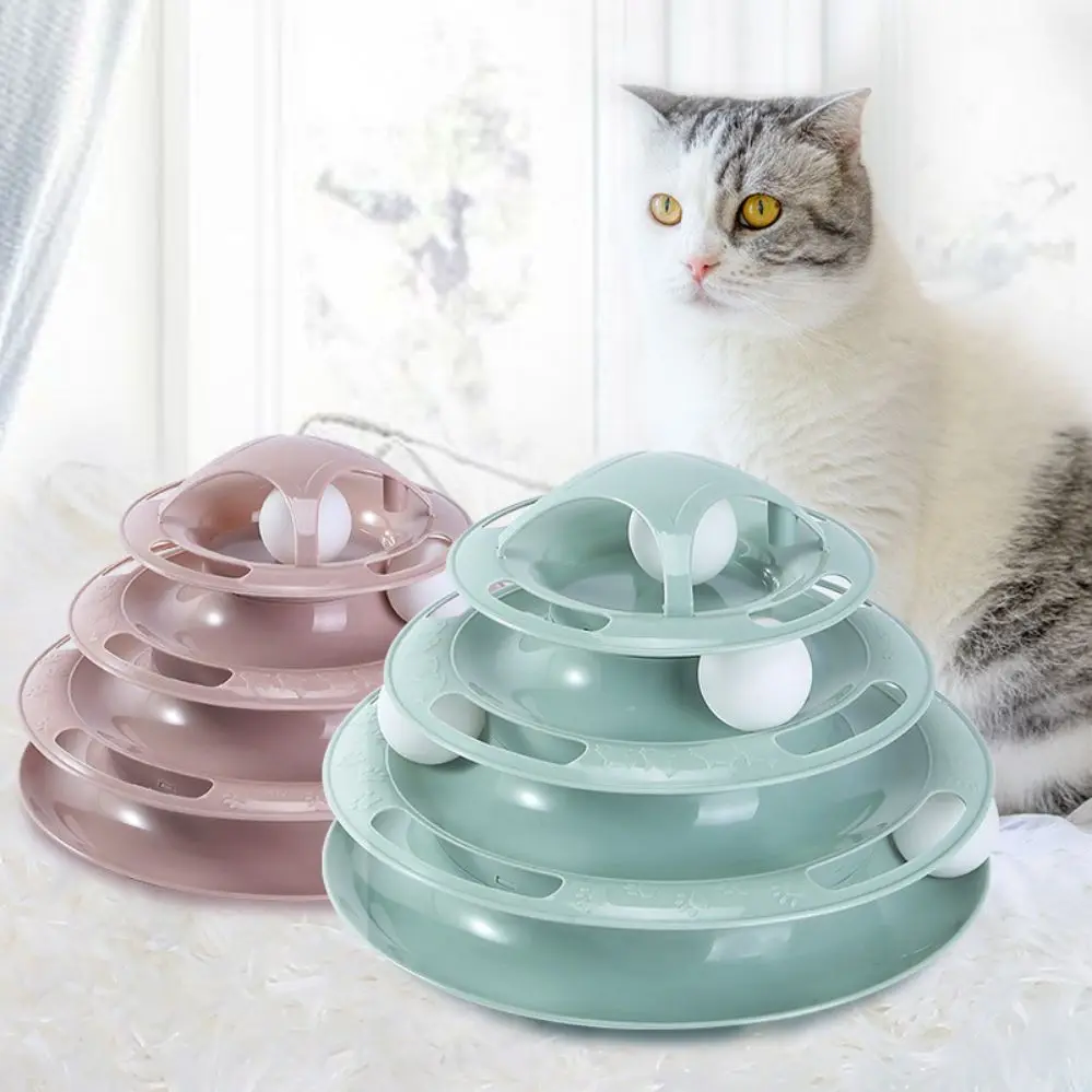 

Pet Interactive Roller Toy Fun Exerciser 4 Level Cat Teaser With White Ball Turntable Kitten Puzzle Mental Physical Exercise