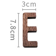 Black Walnut Wall English Alphabet Numbers Combination House Cafe Bar DIY Adhesive Wooden Decoration Letters Numbes E