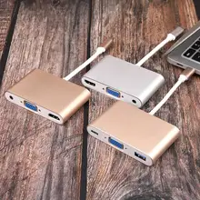 USB 3,1 type C к HDMI USB 3,0 USB-C адаптер концентратор type-C HDMI/VGA/RJ45 адаптер HD 1080P для Macbook Pro Air 12 13 15 16 дюймов