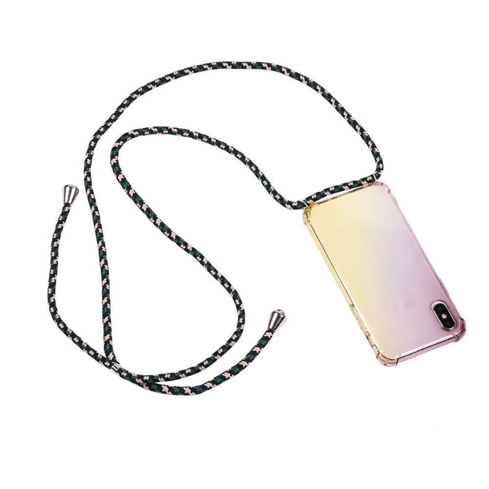 Rainbow aurora transparent case for Samsung Galaxy A6s A8s A9s A10 A20 A40 A50 A60 A70 A80 lanyard shoulder rope cord case cover