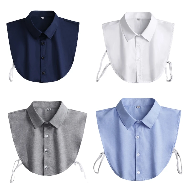 Mens Office Detachable Dickey Solid Color Button False Collar Lapel Half Shirt men shirts fake collar