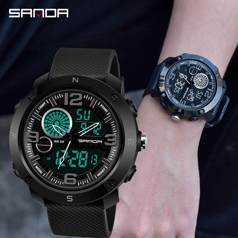 

SANDA Watch Men's Electronic Watch Students MEN'S Watch Fashion Teenager Waterproof Night Light Sports Men Fashion Korean-style