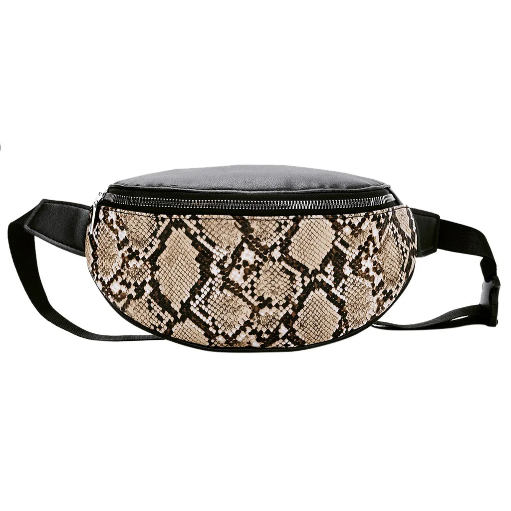 

Artificial Leather Fashion Small Square Snake Bag Mountaineering Bag Sports Workout Pouch Chest Travel Zipper Bag