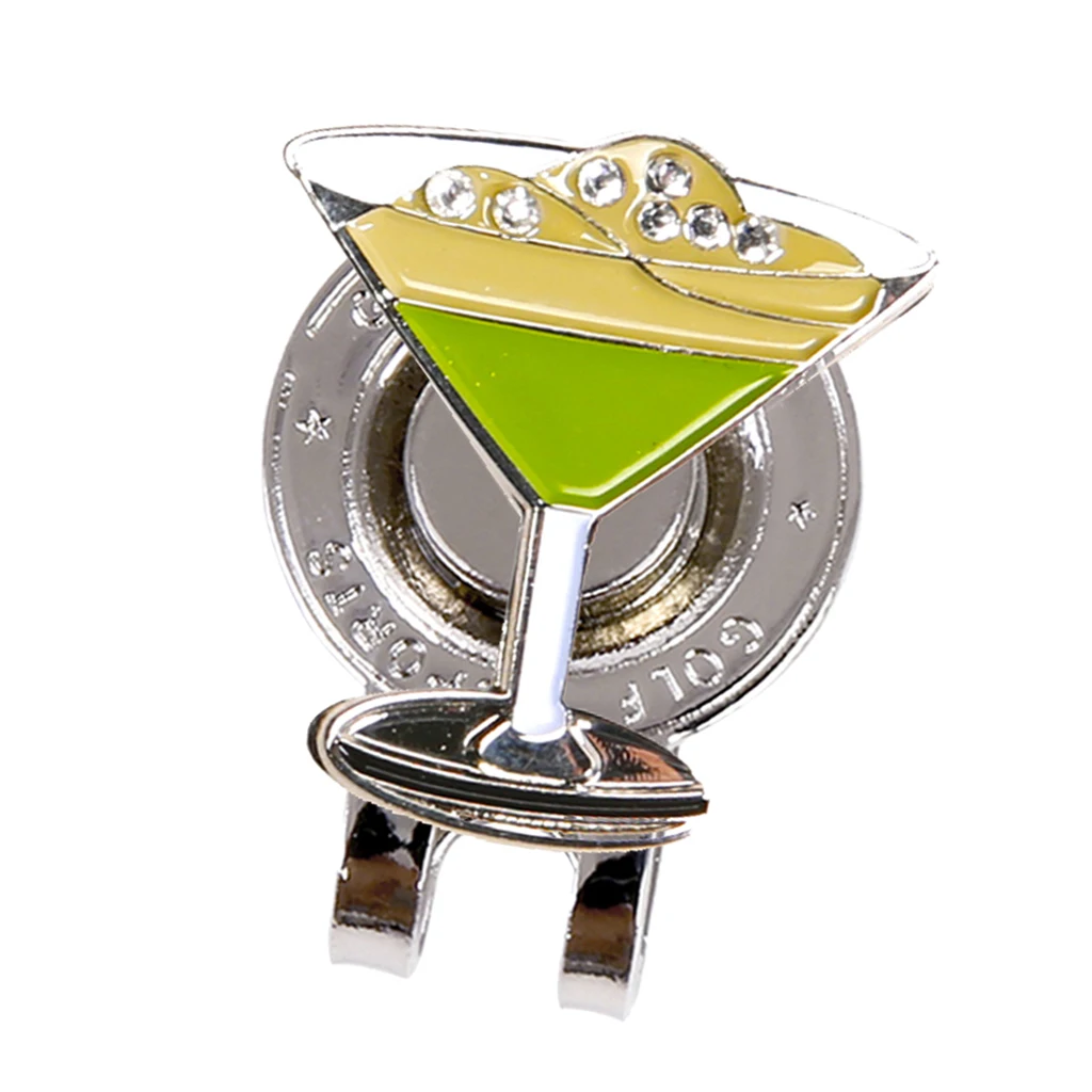 Golf Hat Clip with Detachable Magnetic Golf Marker Wine Glass Pattern Personalized Golf Hat Clips Golf Equipment