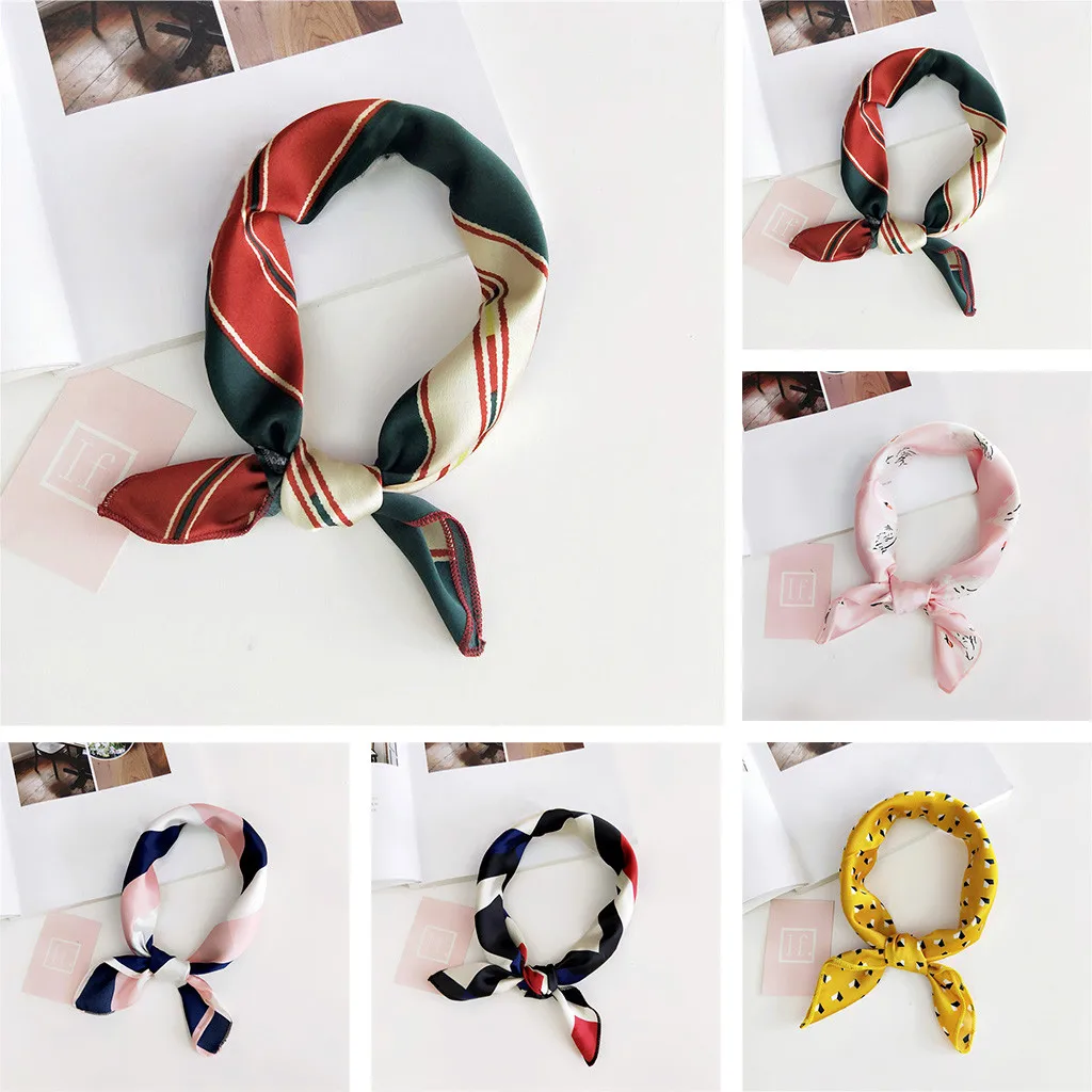 

Fashion Women Small Square Head Wraps Scarves Printed Kerchief Neck Scarf Femme Bandana Women's Hair Tie Handkerchief F1