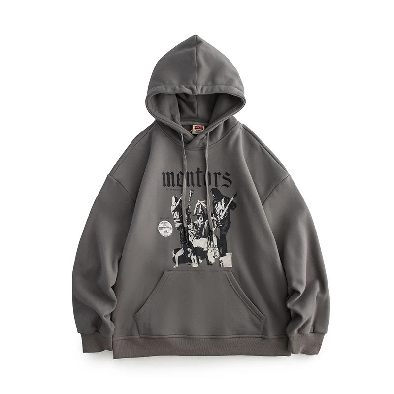 

American trendy brand rock high street band graffiti print hooded sweater men