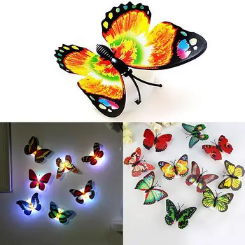 

Colorful Butterfly Lantern Sticker LED Wall Decorative 3D Glowing Night Light for home bedroom living room children gifts