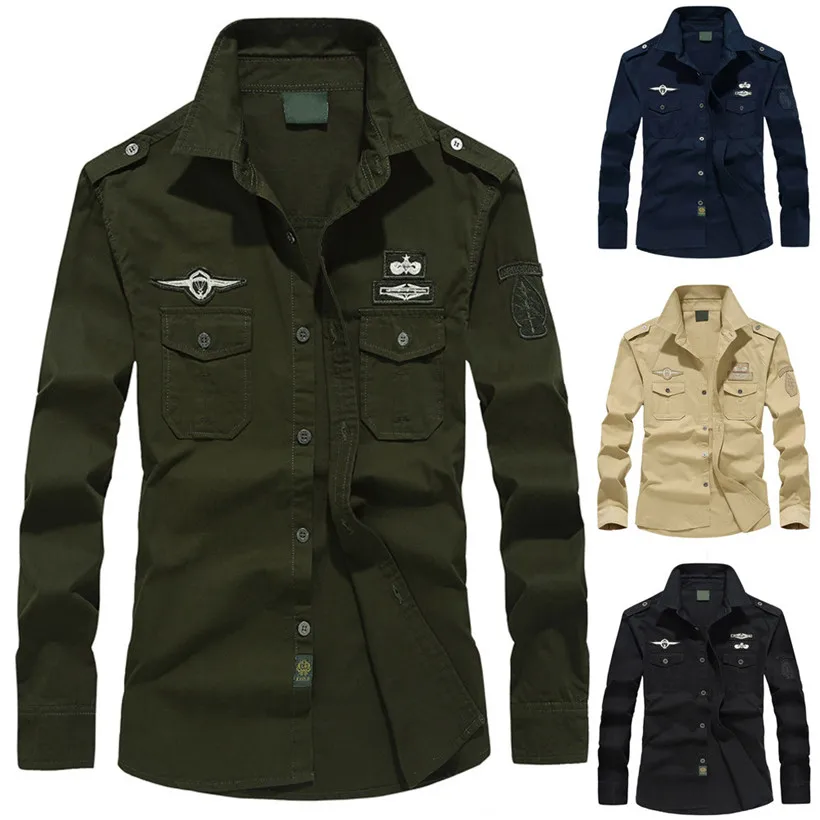 

2019 NEW Outdoor Hiking Shirts Men Shirts Solid colors Plus Size Men's Camping hunt Shirt Long Sleeve Autumn Winter Man Blouse