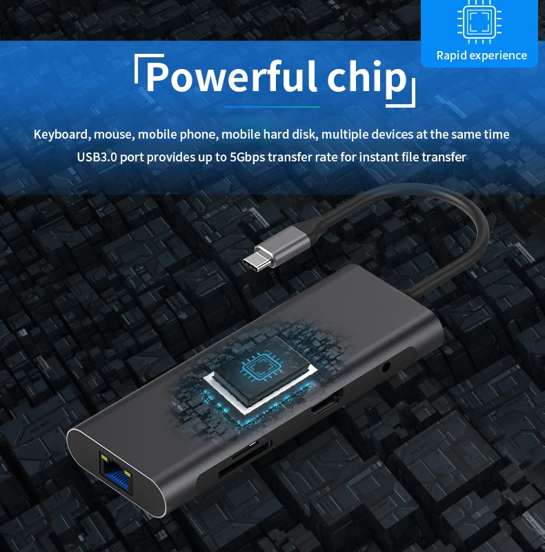 Type-C Hub Laptop Docking Station USB 3.0 HDMI TF LAN PD USB -C for Macbook for Huawei Mate 10 P20