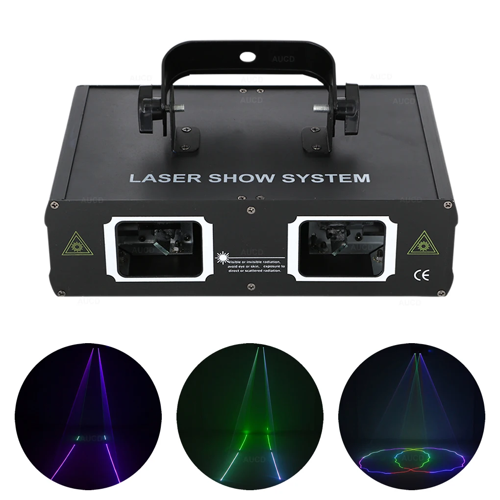 

AUCD 2 Lens Red Green Blue RGB Beam Laser Light DMX 512 Professional DJ Party Show Club Holiday Home Bar Stage Lighting 506RGB