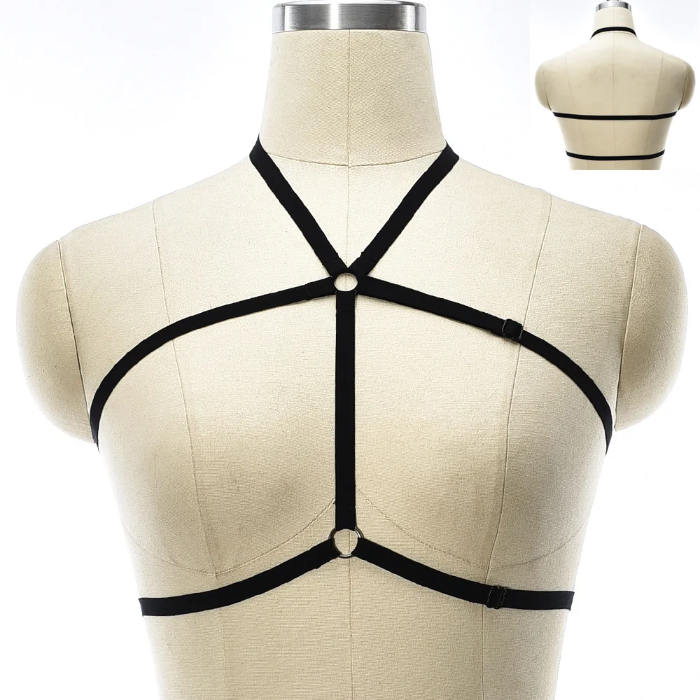 JLX.HARNESS Woman Soft Bra Sexy Lingerie Body Harness Bondage Cage Carnival Rave Body Harness Belt Crop Top Bra