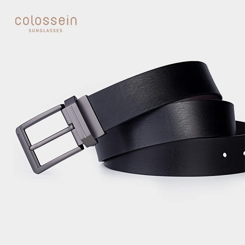 Мужской классический деловой ремень COLOSEEIN из сплит-кожи с пряжкой дизайнерский