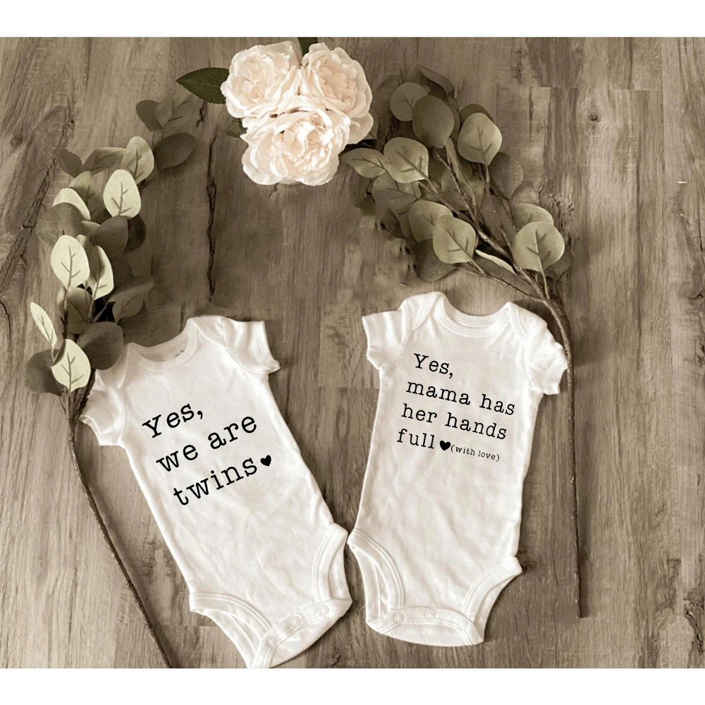 Coming Soon Twin s Baby Shower Gift Baby Bodysuit Twin Birth Announcement New Baby Boys Girls Unisex Family Ropa Clothes 6