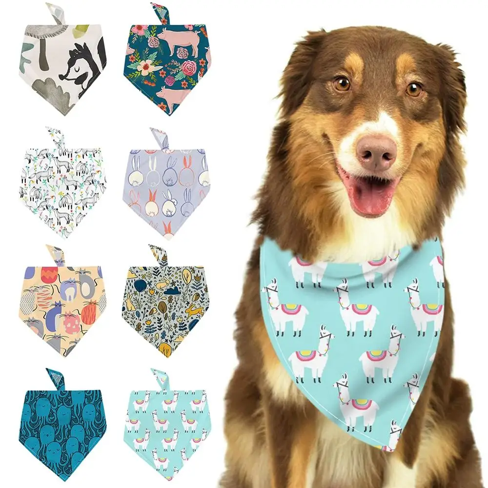 Pañuelo de poliéster con estampado de dibujos animados para perro y gato, suministros y accesorios para mascotas