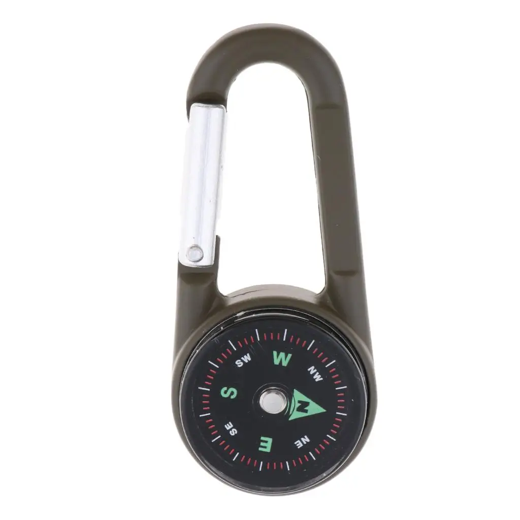 

3 In 1 Multi Tool Carabiner Buckle w/ Compass Keyring Thermometer Camping Keychain Hiking Travelling Climbing Backpack Hunting