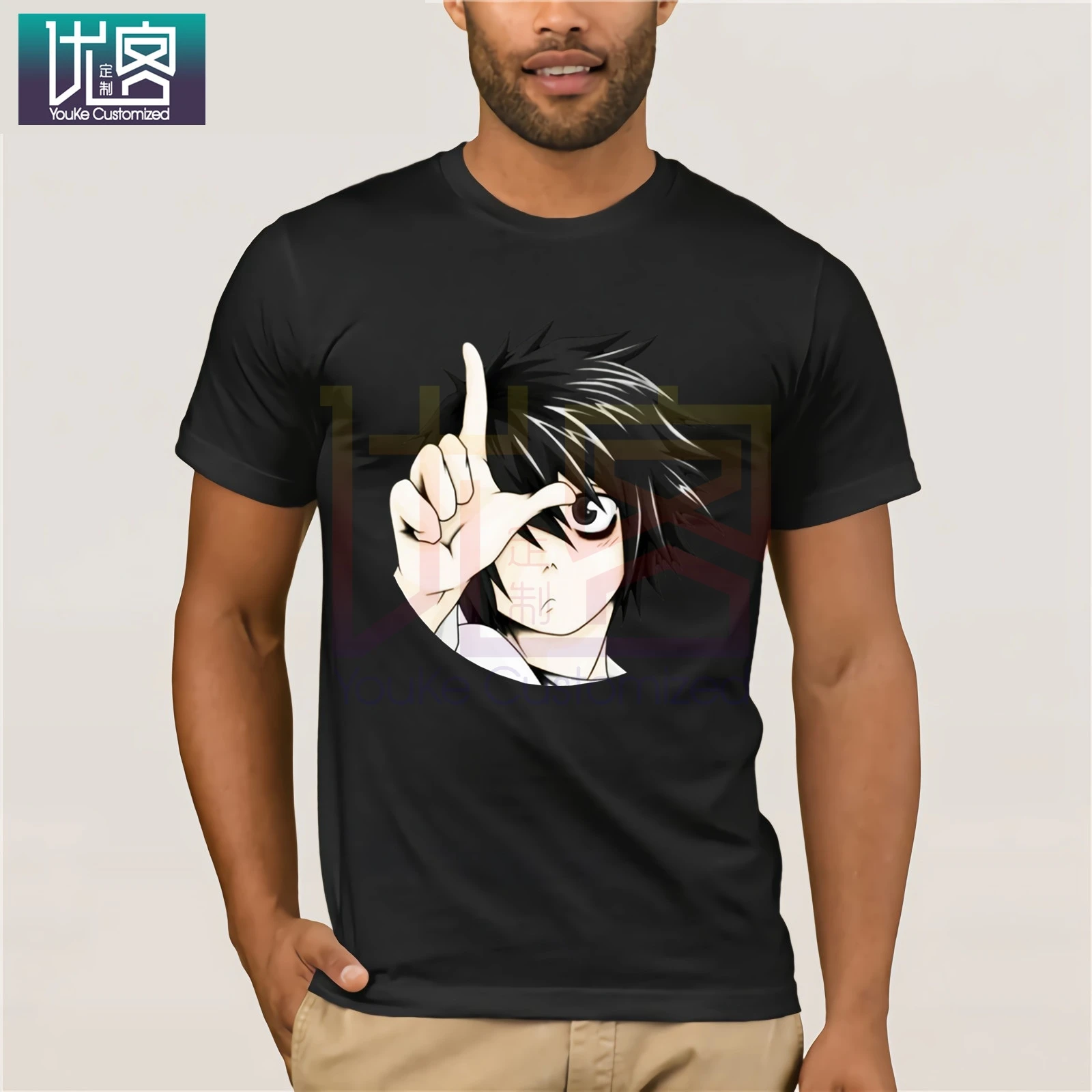 Death Note L for Loser - Gift Fan T-Shirt Funny Tees Cotton Tops Humor Tee Shirt 100% Graphic | Мужская одежда
