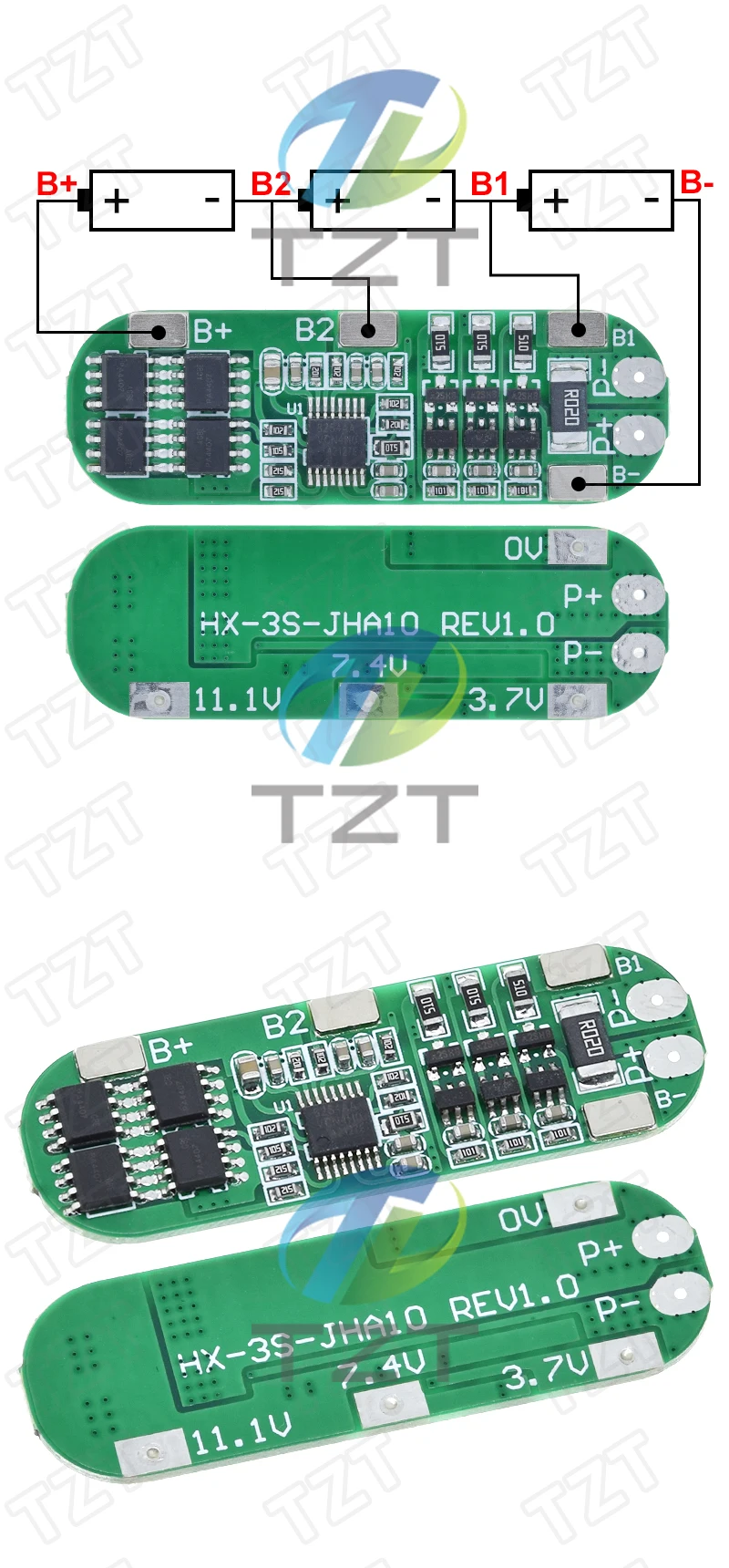 3S 10A 12V 18650 Lithium-Batterie-Ladegerät-Schutzplatine für 11,1 V 12,6 V 18650 Li-Ionen-Batteriezellen-Lade-BMS mit ausgewogenem – Detail 3