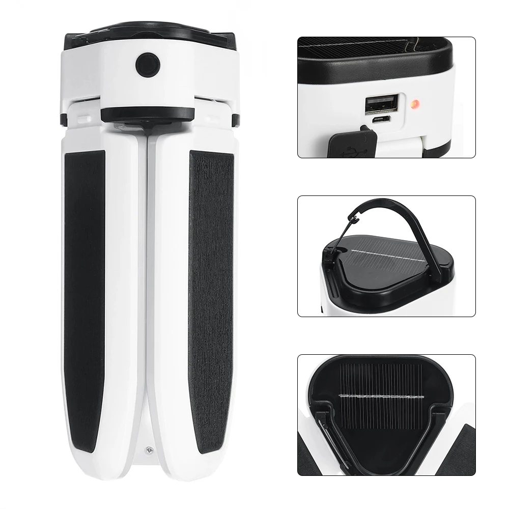 

Лампа Светодиодная рабочая с зарядкой от USB и питанием от солнечной батареи, уличный фонарь для кемпинга, водонепроницаемый рабочий светильник для гаража, подвала, 5 режимов