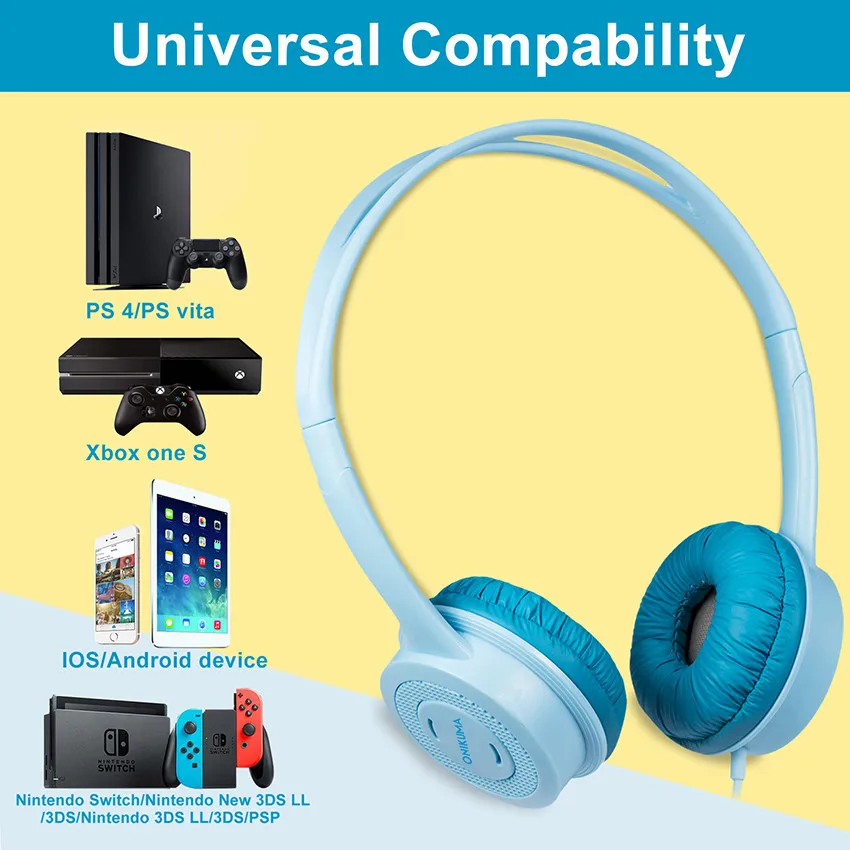 M100 Kids Headset casque PC Over Ear Children Headphones with Microphone for PS4 Gamepad Xbox One Phone