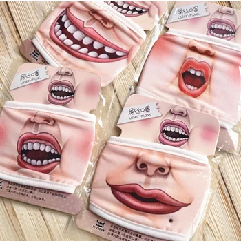 

Cotton Dustproof Anime Cartoon Kpop Funny Expression Mask Creative Dust-proof Warm Villain Joke Half Muffle Face Mask Exaggerate
