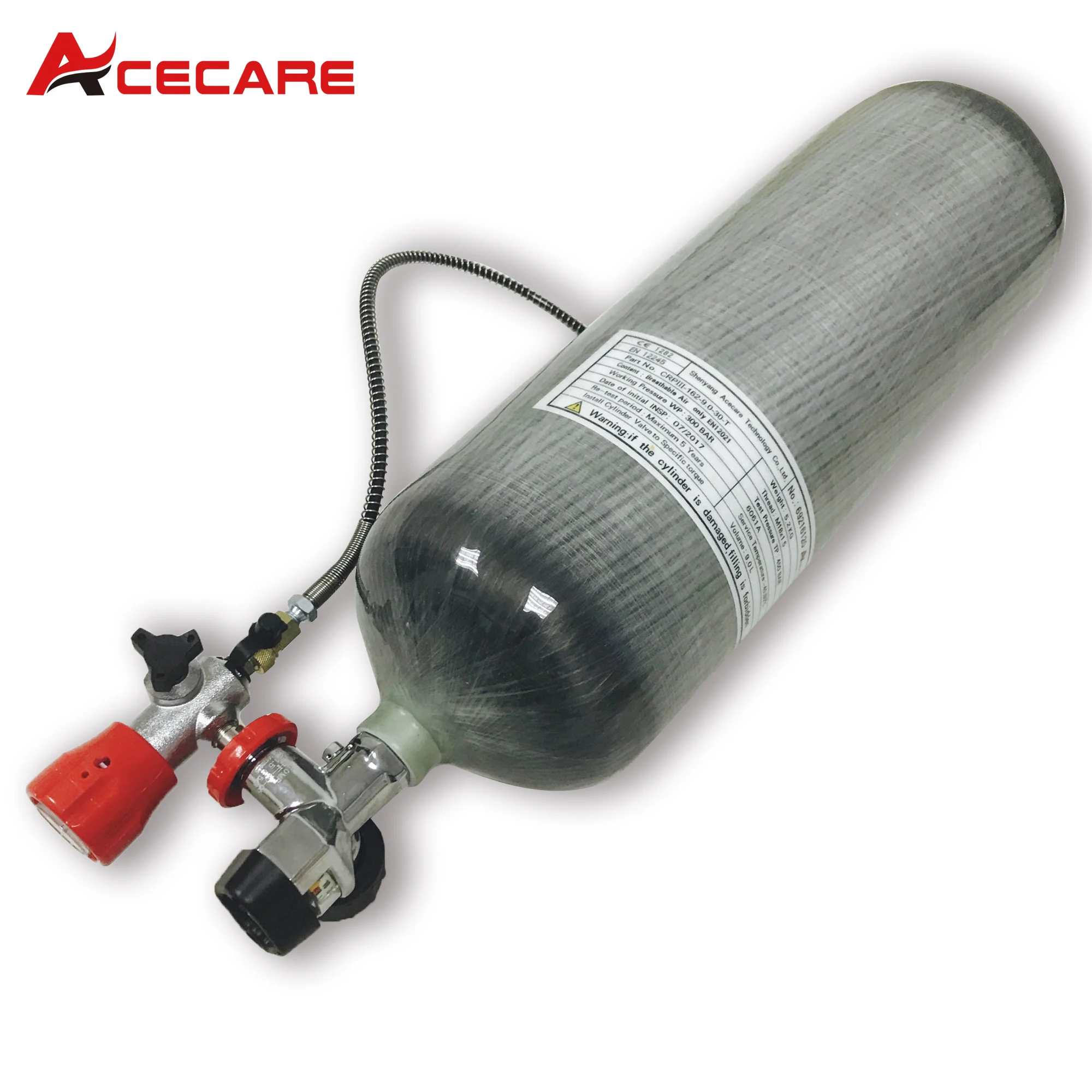 

AC109201 Acecare 9L CE Carbon Fiber Cylinder 4500Psi Diving Paintball PCP For Target Shooting With Gauge Valve&Filling Station