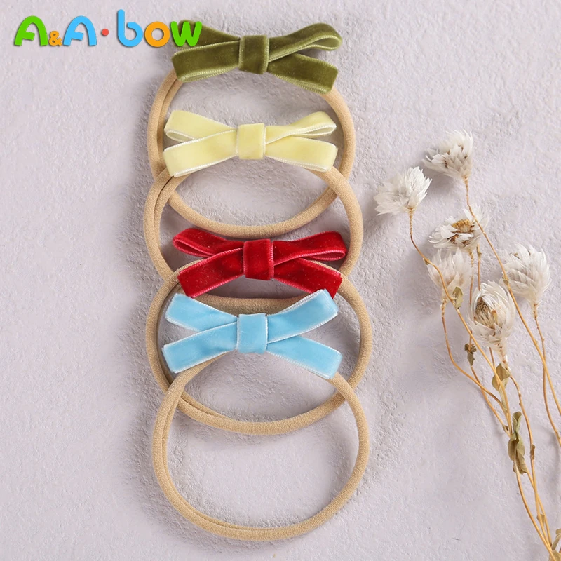 1pcs Velvet Bow Baby Headband for Girl Bowknot Baby Headwear Soft Nylon Hairbands for Newborn Baby Hair Accessories 22 Colors baby headband