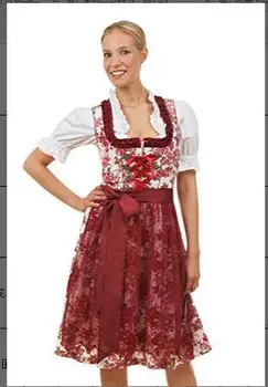 

MISSKY Women's Classic Dirndl Sexy Lace Apron Floral Dress 3PCS Suit for Beer Festival
