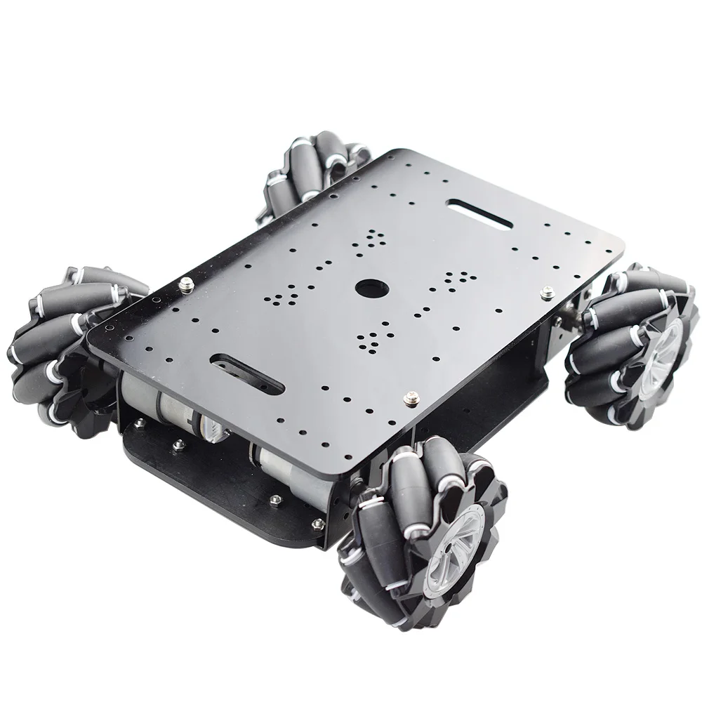 New 5KG Load Double Chassis Mecanum Wheel Robot Car Chassis Kit with 4pcs 12V Encoder Motor for Arduino Raspberry Pi DIY STEM 7kg load 4wd robot car encoder motor mecanum suspension chassis for arduino robot diy kit compatible ps2 programmable robot car