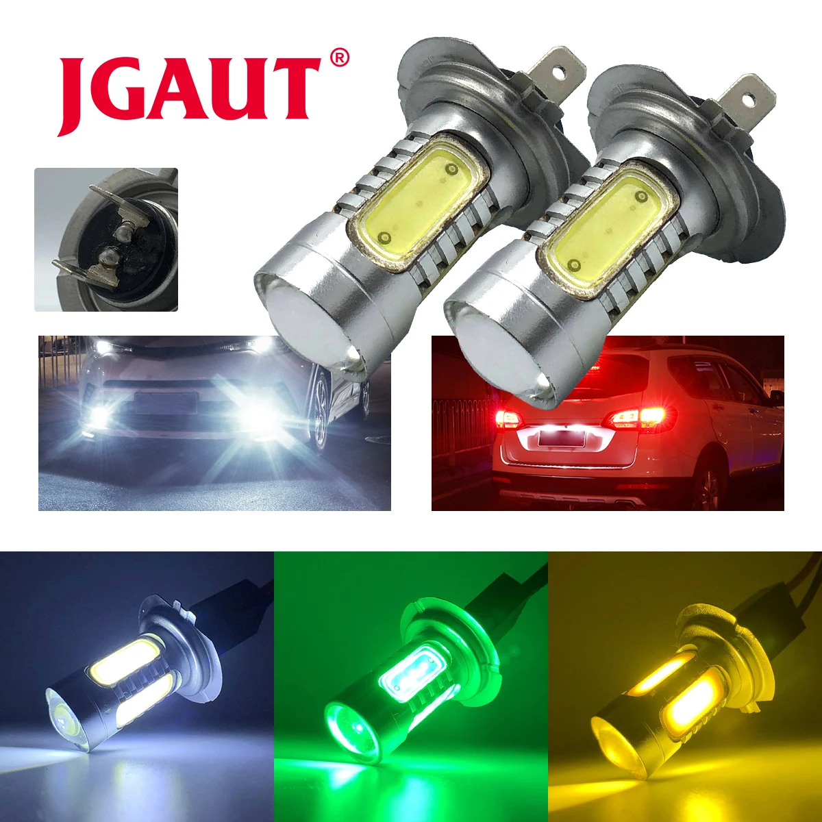 JGAUT H7 5 COB Светодиодный фонарь для автомобиля супер яркие белые противотуманные