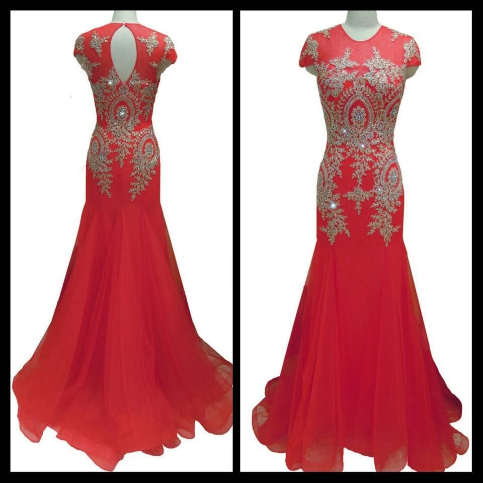 gold lace evening dress